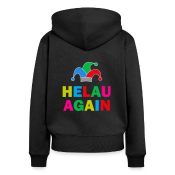Helau Again Karneval Fasching - Frauen Premium Bio Zip Hoodie - Schwarz - Hinten - Julia (174cm)