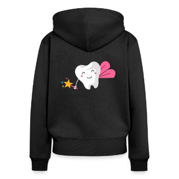 Dames de la souris avec baguette magique, costume de dent de carnaval - Sweat à capuche zippé Premium bio Femme - noir - Dos - Julia (174cm)