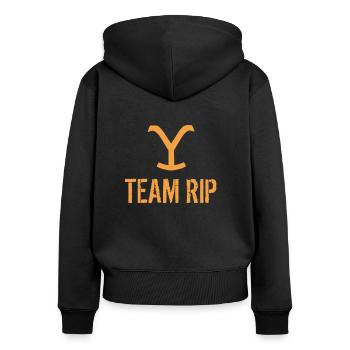 Mannschaft Rip Yellowstone - Frauen Premium Bio Zip Hoodie - Schwarz - Hinten - Julia (174cm)
