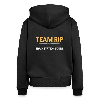 Team Rip Bahnhof besichtigt den Yellowstone - Frauen Premium Bio Zip Hoodie - Schwarz - Hinten - Julia (174cm)
