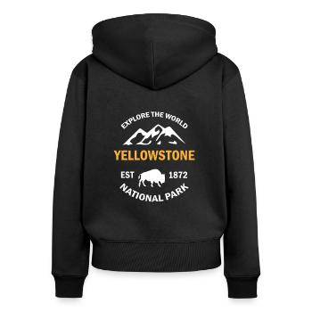 le parc national de Yellowstone - Sweat à capuche zippé Premium bio Femme - noir - Dos - Julia (174cm)