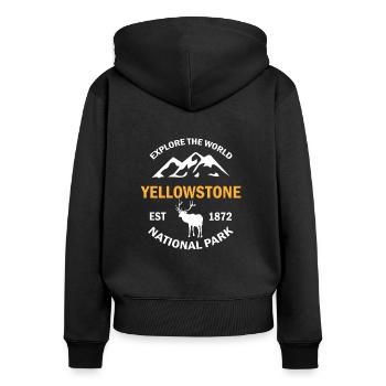 Yellowstone-Nationalpark - Frauen Premium Bio Zip Hoodie - Schwarz - Hinten - Julia (174cm)