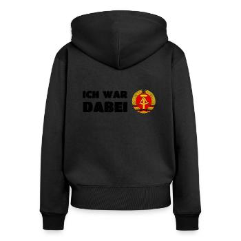 DDR Ich War Dabei - Frauen Premium Bio Zip Hoodie - Schwarz - Hinten - Julia (174cm)