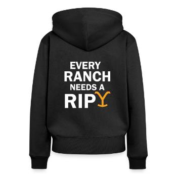 Jede Ranch braucht ein RIP Yellowstone - Frauen Premium Bio Zip Hoodie - Schwarz - Hinten - Julia (174cm)