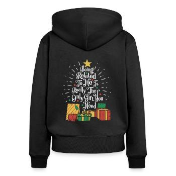 Weihnachten Familie Familienmitglied Geschenk - Frauen Premium Bio Zip Hoodie - Schwarz - Hinten - Julia (174cm)