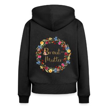 Brautmutter, Hochzeit, Geschenk - Frauen Premium Bio Zip Hoodie - Schwarz - Hinten - Julia (174cm)