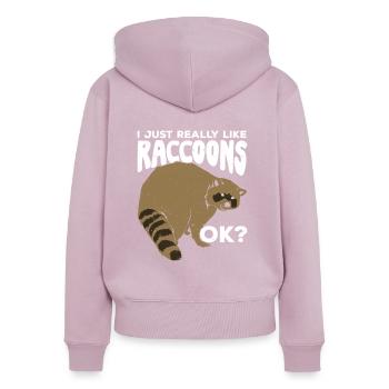 Waschbär Tier Tierpfleger Geschenk - Frauen Premium Bio Zip Hoodie - Altrosa - Hinten - Julia (174cm)