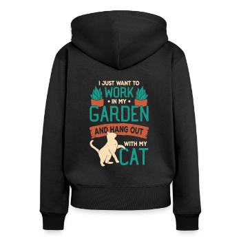 Garden Plants Gardening Cat Gardener Gift - Women's Premium Organic Zip Hoodie - black - Back - Julia (174cm)