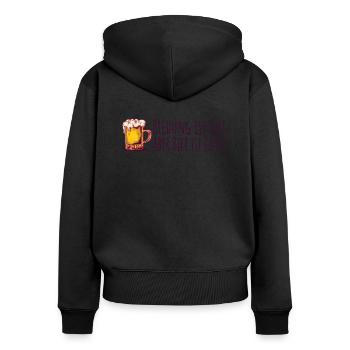 Bildung ist Gut aber Bier ist Guter Bier Spruch - Frauen Premium Bio Zip Hoodie - Schwarz - Hinten - Julia (174cm)