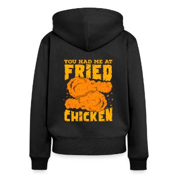 Fried Poulet repas cadeau - Sweat à capuche zippé Premium bio Femme - noir - Dos - Julia (174cm)