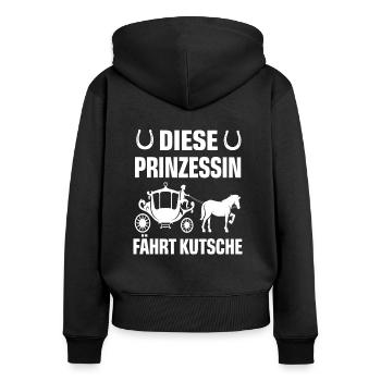 Kutscherin Diese Prinzessin fährt Kutsche Kutscher - Frauen Premium Bio Zip Hoodie - Schwarz - Hinten - Julia (174cm)