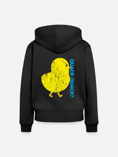 Animals Chicken Quack - Frauen Premium Bio Zip Hoodie - Schwarz