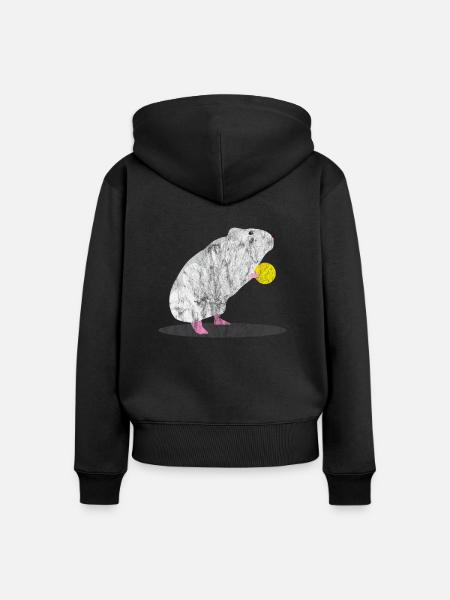 Tiere Ratte und Käse - Frauen Premium Bio Zip Hoodie - Schwarz