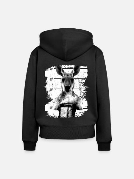 Gefängnis Känguru Beuteltier lustig - Frauen Premium Bio Zip Hoodie - Schwarz