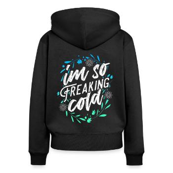 Kaltes Wetter Winter Feiertag Geschenk - Frauen Premium Bio Zip Hoodie - Schwarz - Hinten - Julia (174cm)