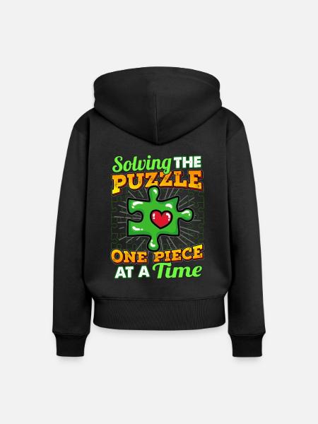 Puzzle Puzzleteil - Frauen Premium Bio Zip Hoodie - Schwarz
