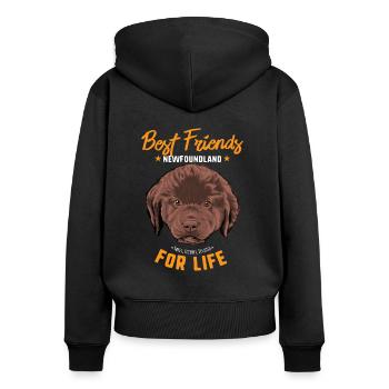 Newfoundland Neufundländer - Frauen Premium Bio Zip Hoodie - Schwarz - Hinten - Julia (174cm)