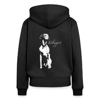Whippet Windhund - Frauen Premium Bio Zip Hoodie - Schwarz - Hinten - Julia (174cm)