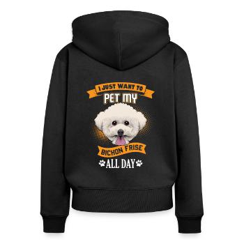 Bichon Frise - Sweat à capuche zippé Premium bio Femme - noir - Dos - Julia (174cm)
