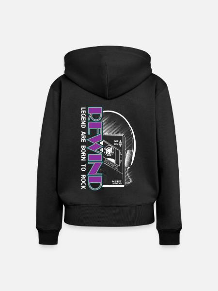 Retro Cassette - Frauen Premium Bio Zip Hoodie - Schwarz