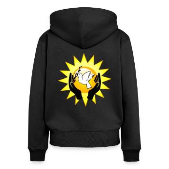 Taube Glück Zufriedenheit - Frauen Premium Bio Zip Hoodie - Schwarz - Hinten - Julia (174cm)