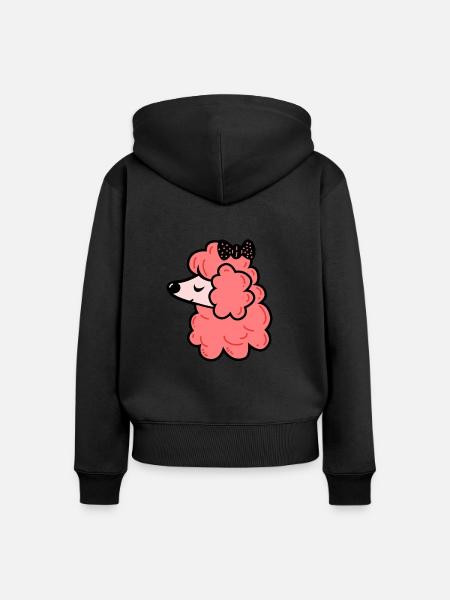 Pudel mit Schleife - Frauen Premium Bio Zip Hoodie - Schwarz