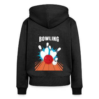 bowling - Women's Premium Organic Zip Hoodie - black - Back - Julia (174cm)