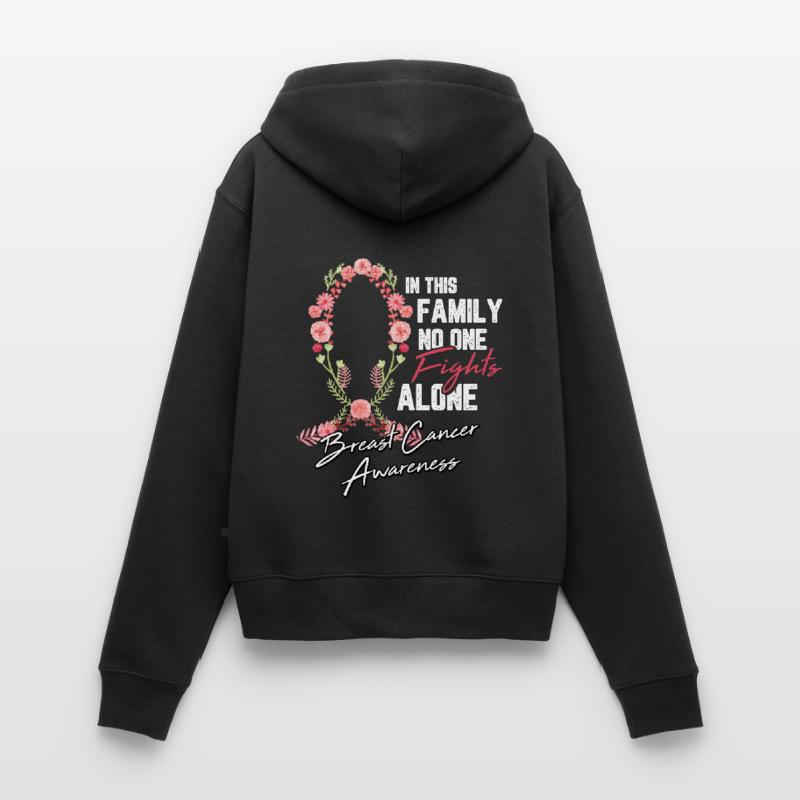 Cadeau de chimio de combat de fleur de ruban de cancer du sein Sweat à capuche zippé Premium bio Femme