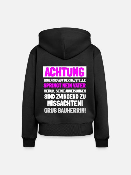 Bauherrin Geschenkidee - Frauen Premium Bio Zip Hoodie - Schwarz