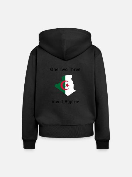 One Two Three Viva Algeria - Women's Premium Organic Zip Hoodie - black
