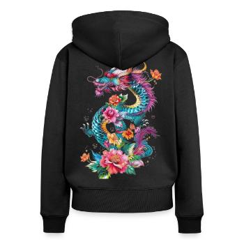 cool dragon - Women's Premium Organic Zip Hoodie - black - Back - Julia (174cm)