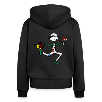 Maler - Frauen Premium Bio Zip Hoodie - Schwarz - Hinten - Julia (174cm)