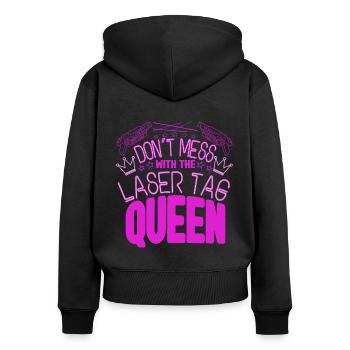 Ne plaisantez pas avec le Laser Tag Queen Laser Tag - Sweat à capuche zippé Premium bio Femme - noir - Dos - Julia (174cm)