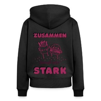 Zusammen sind wir stark - Freunde - Frauen Premium Bio Zip Hoodie - Schwarz - Hinten - Julia (174cm)