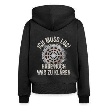 Abwassertechniker was klären Abwasser Kläranlage - Frauen Premium Bio Zip Hoodie - Schwarz - Hinten - Julia (174cm)