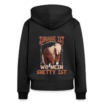 Shetty zuhause Spruch Shetland Pony reiten - Frauen Premium Bio Zip Hoodie - Schwarz - Hinten - Julia (174cm)