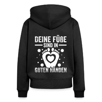 Fußpflegerin Füße in guten Händen Pediküre - Frauen Premium Bio Zip Hoodie - Schwarz - Hinten - Julia (174cm)