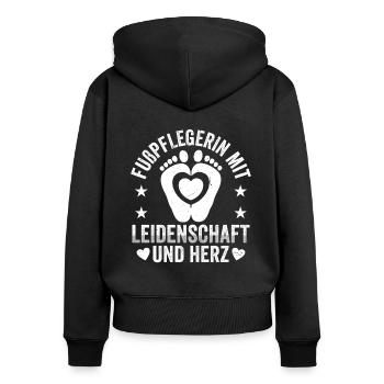 Fußpflegerin mit Leidenschaft und Herz - Frauen Premium Bio Zip Hoodie - Schwarz - Hinten - Julia (174cm)