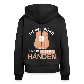 Fußpflegerin Füße in guten Händen Pediküre - Frauen Premium Bio Zip Hoodie - Schwarz - Hinten - Julia (174cm)