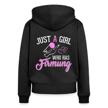 Just a girl who has Firmung Firmling - Frauen Premium Bio Zip Hoodie - Schwarz - Hinten - Julia (174cm)