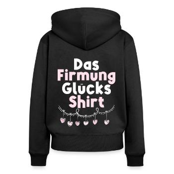 Das Firmung Glücks - Frauen Premium Bio Zip Hoodie - Schwarz - Hinten - Julia (174cm)