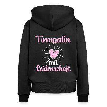 Firmpatin mit Leidenschaft Firmung - Frauen Premium Bio Zip Hoodie - Schwarz - Hinten - Julia (174cm)
