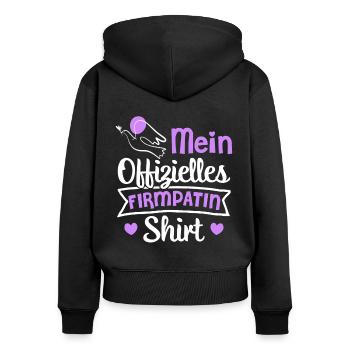 Mein offizielles Firmpatin - Frauen Premium Bio Zip Hoodie - Schwarz - Hinten - Julia (174cm)