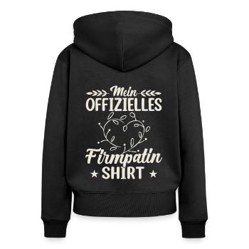 Mein offizielles Firmpatin - Frauen Premium Bio Zip Hoodie - Schwarz - Hinten - Julia (174cm)