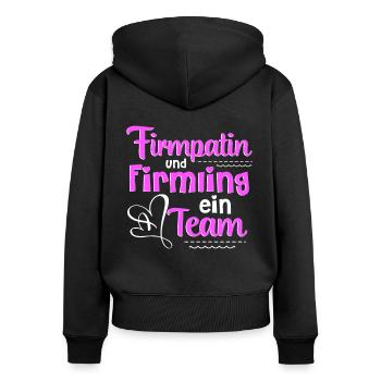 Firmpatin und Firmung ein Team - Frauen Premium Bio Zip Hoodie - Schwarz - Hinten - Julia (174cm)