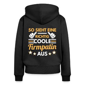 So sieht eine richtig coole Firmpatin aus - Frauen Premium Bio Zip Hoodie - Schwarz - Hinten - Julia (174cm)