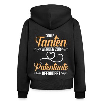 Coole Tanten werden Patentante Taufpatin - Frauen Premium Bio Zip Hoodie - Schwarz - Hinten - Julia (174cm)