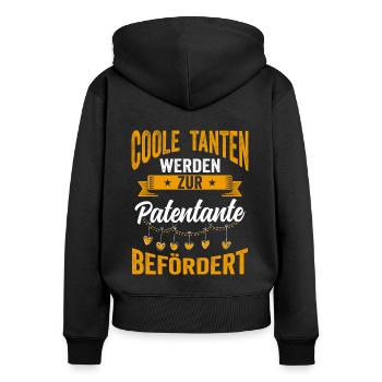 Coole Tanten werden Patentante Taufpatin - Frauen Premium Bio Zip Hoodie - Schwarz - Hinten - Julia (174cm)