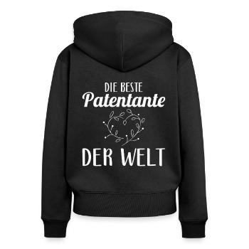 Die Beste Patentante der Welt Taufpatin - Frauen Premium Bio Zip Hoodie - Schwarz - Hinten - Julia (174cm)