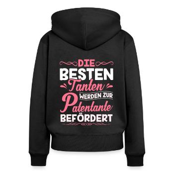Beste Tanten werden Patentante Taufpatin - Frauen Premium Bio Zip Hoodie - Schwarz - Hinten - Julia (174cm)
